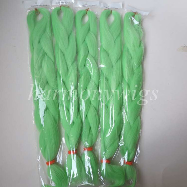 Kanekalon Jumbo Braids Hair Extension Senegalese Twist 24inch 80g PISTACHIO GREEN single color xpression synthetic Braiding hair T0220