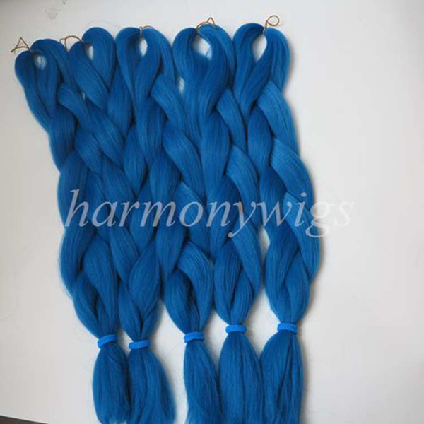 Kanekalon Jumbo braids hair Extension 24inch Folded 80g Solid DARK CERULEAN Color Xpression Synthetic Braiding Hair Senegalese Twist T4330