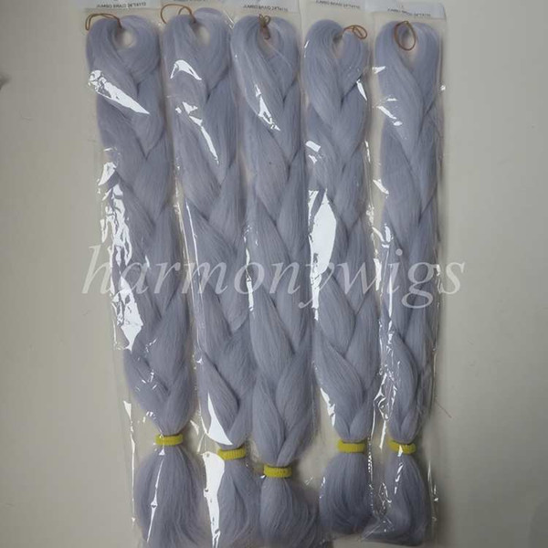 Kanekalon Jumbo braids hair extension 24inch Folded 80grams LIGHT SMOKE Gray Single Color Synthetic Xpression braiding Hair T4110 in stock