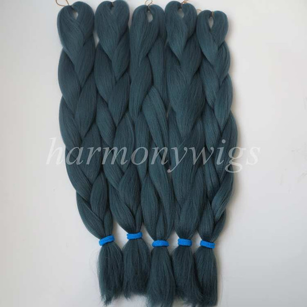 Kanekalon Jumbo braids hair Extension 24inch Folded 80g Solid MYRTLE GREEN Color Xpression Synthetic Braiding Hair T5914 in stock