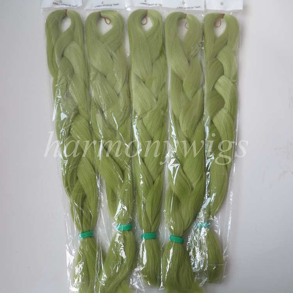 Kanekalon Jumbo braids hair Extension 24inch 80g Solid LIGHT OLIVE GREEN Color Xpression Synthetic Braiding Hair Senegalese Twist T0445