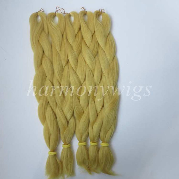 Kanekalon Jumbo braids hair Extension 24inch 80g Solid CATKIN YELLOW Color Xpression Synthetic Braiding Hair Senegalese Twist T0755