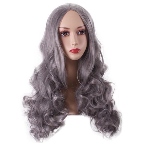 Cosplay Hair Cheap Wig Granny Grey Women Wigs Lolita Cartoon Long Body Wave Side Bang Heat Resistant Wigs