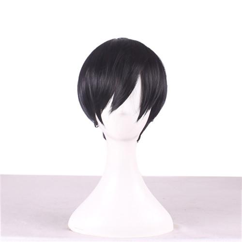 Cheap Short Cosplay Hair Wigs Bob Sebastian Michaelis Side Bang Wig Heat Resistant For Men Black Synthetic Wig