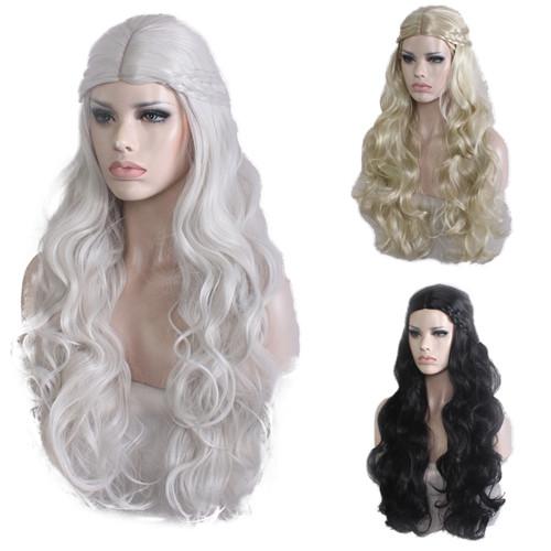 Synthetic Daenerys Stormborn Cosplay Wig Long Natural Wave Cheap Side Bang for Women Heat Resistant Hair