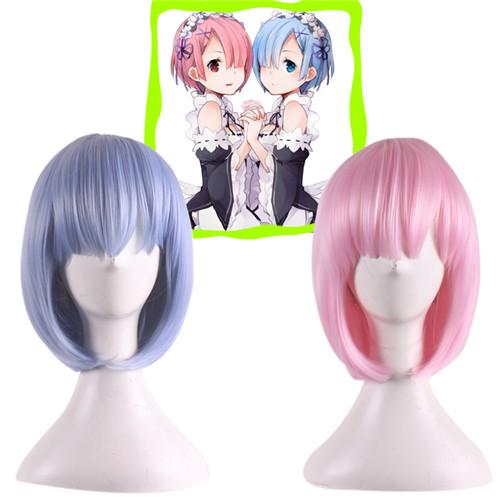 Cheap Short Cosplay Hair Wigs Life in a different world from zero Side Bang Wig Heat Resistant Synthetic Wig