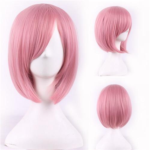 Cartoon Wig Cosplay Hair Pink Wigs Game Animation Cartoon Short Bob Wigs Side Bang Heat Resistant Synthetic Wig