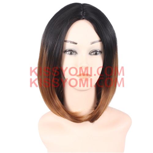 Cosplay Wig Short Bob Hair Wigs Side Bang Wig for Black Ombre Brown Colorful Women Synthetic Wig