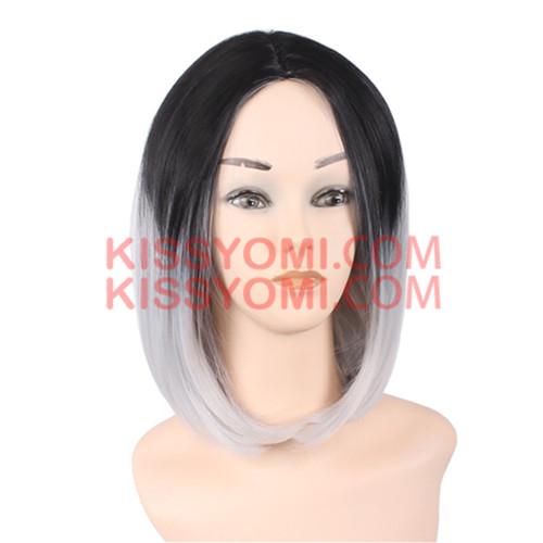 Cosplay Wig Short Bob Hair Wigs Side Bang Wig for Black Ombre Granny Grey Colorful Women Synthetic Wig