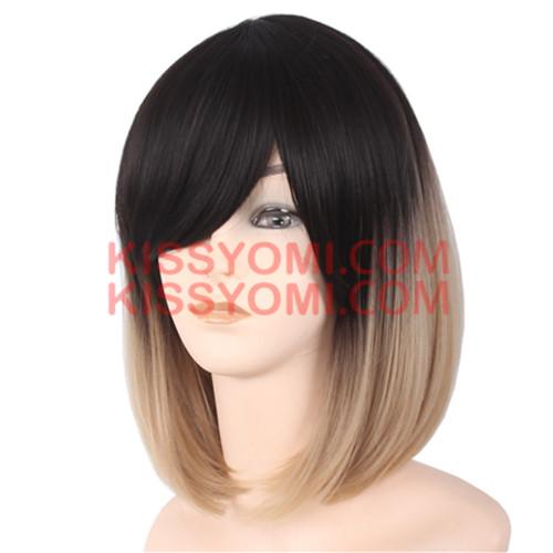 Cosplay Wig Short Bob Hair Wigs Side Bang Wig for Black Ombre Light Brown Colorful Women Synthetic Wig