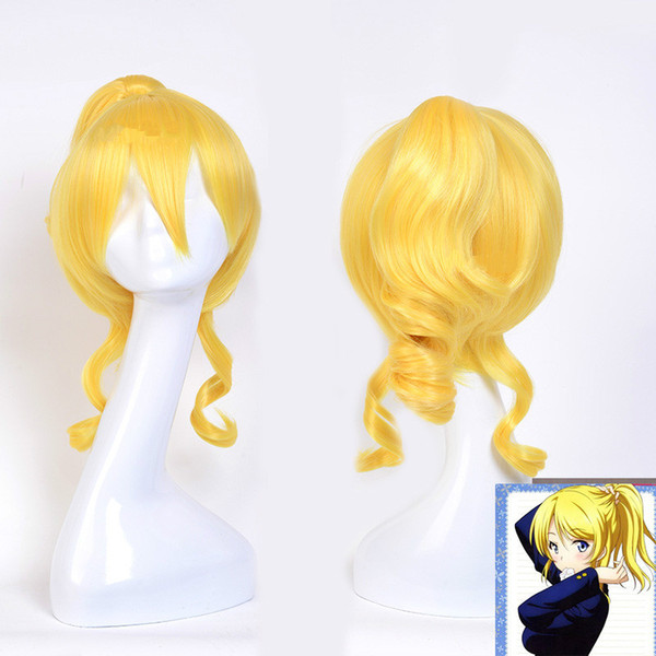 Anime Love Live Ayase Eli Golden Ponytail Cosplay Party Heat Resistant Synthetic Hair Wig