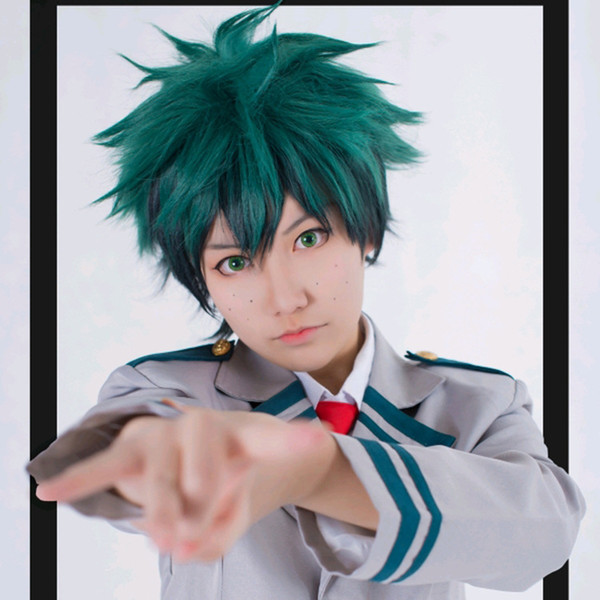 My Hero Academia Deku Anime Green Cosplay Party Game Short Heat Resistant Synthetic Hair Wig