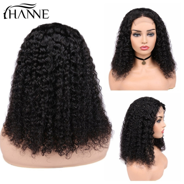 Hanne Hair Brazilian Curly Human Hair Lace Front 4*4 Closure Wigs Human Wig Glueless 8-18inch With 150% Density Forblack Women T10190613