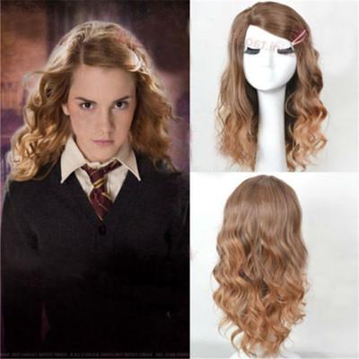 Synthetic Gradient Long Curly Womens Cos Harry Potter Hermione Granger Anime Cosplay Anime Wig Stage Performance Wigs Girl Party Wigs