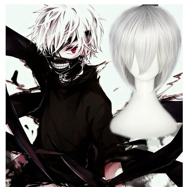 Anime cos wig Tokyo body-eating ghost species golden wood research silver short hair cosplay wig