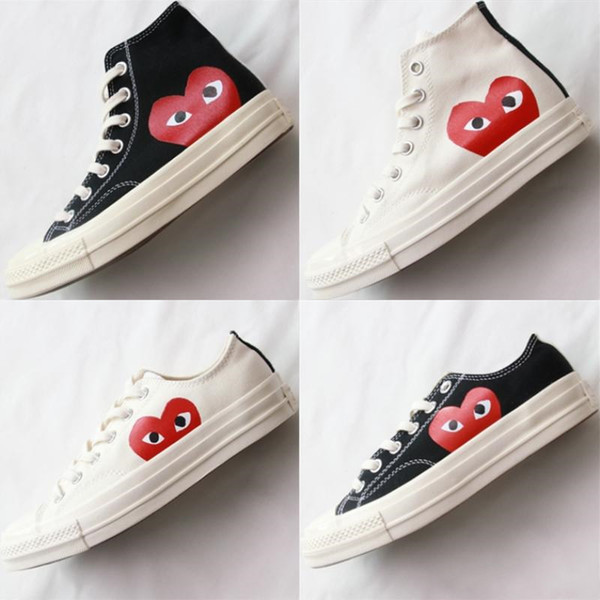 Free shipping 1970S Come CDG des GARÇONS PLAY x Conv ChuckTaylor Hidden Heart High Top CDG Trainers Shoes Sneaker With Original 35-44