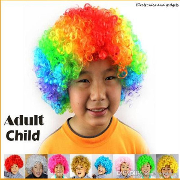 Hot Child Adult Party Rainbow Afro wig Clown Costume Football Fan Wig Halloween Hair 040313 ayq