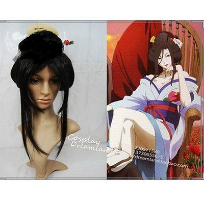 Free shipping >>Hell Girl Geisha Wig Full Wigs Plate Hair Anime Wig Dream Continent Cosplay Hair