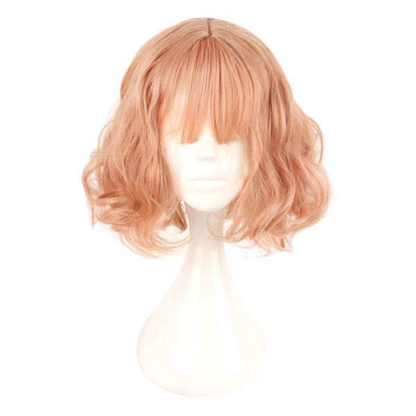 Mcoser Japan And South Korea Wig Air Bang Paragraph With Daily Harajuku Pink Gold Cosplay Wig 100 % High Temperature Fiber