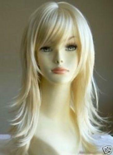 New Fashion Medium Long Platinum-Blonde Wig