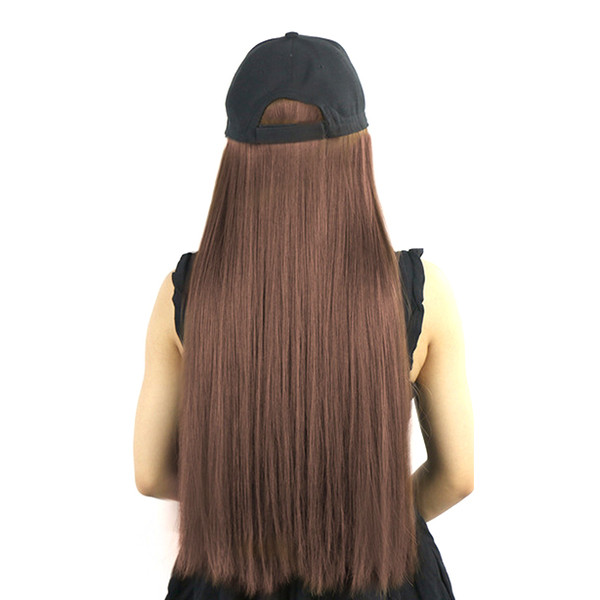 New Black Hat with Long Hair Wigs Cosplay Fashion 80cm Stright Hair Synthetic Wig for All Skills