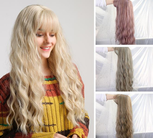 Women's Wig Light Blonde Synthetic Hair Long Curly Wig Heat Resistant Weave Lolita Wigs For Women Use and Cosplay