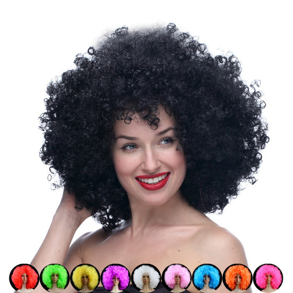 New Short Afro Wigs Halloween Party Dress Funny Clown Wig Props Large Popcorn Party Hats Festival Cosplay Synthetic Hair Wig