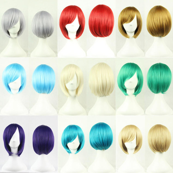 Cosplay Wigs Color Hair Straight Short Animation Wig Bobo Wig 32 cm Long There are Many Colours to Choose from