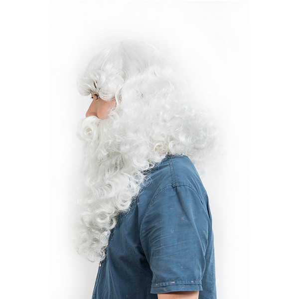 New luminous Christmas Santa Claus cosplay Halloween Day party beard wig male hood