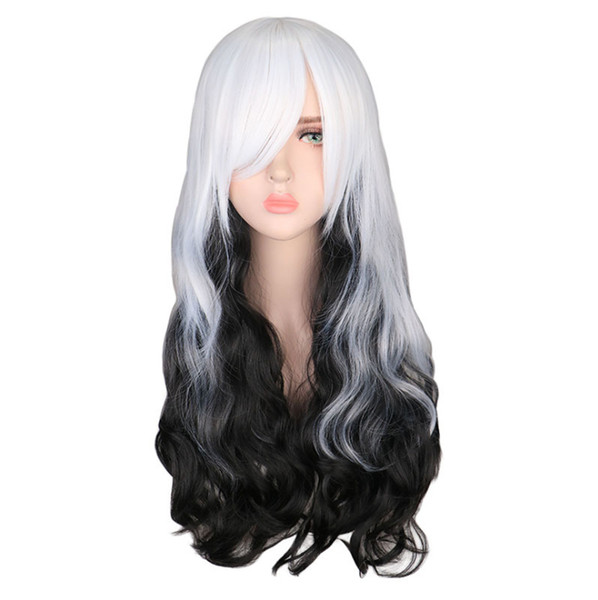 Japanese Harajuku super cute Wig Black and white mixed color Cosplay Costume &Party&anime wig