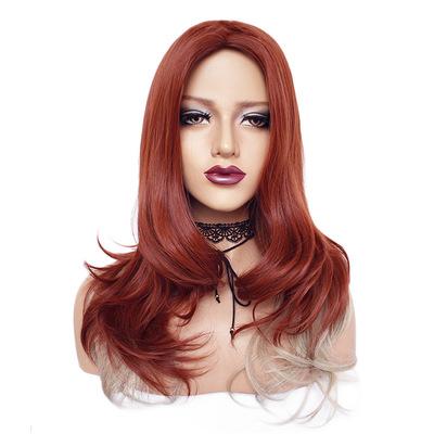 Cos Anime Wig Female Long Natural Wave Hair Chemical Fiber High Temperature Silk Mix Color Fashion