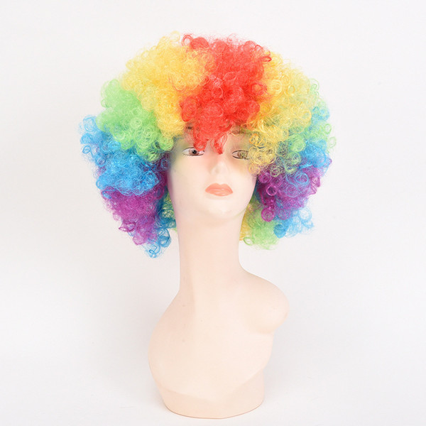 Halloween Wigs Rainbow wild-curl up Cosplay Party hair wigs Costume party clown Colorful wig Free shipping