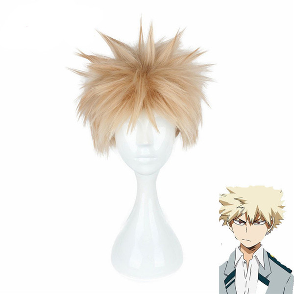 Anime Cosplay Wig Short Blonde Synthetic Wig for My Hero Academia Party Wig