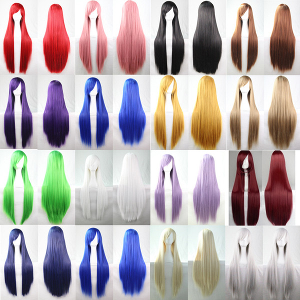 Europe and America Cosplay Wigs Colour Long Straight Hair Animation Wigs 80 cm Long There are many Colours to Choose from