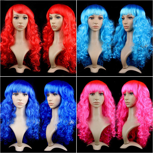 Women Anime Cosplay long Wigs 16 Colors Synthetic Hair Wig Cosplay Costume ladies dress Deep Wave Wig For Party club nightwear Hot Wholesale