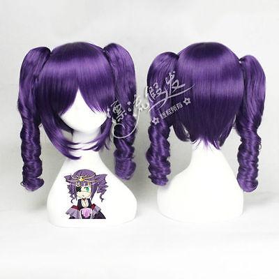 Free shipping >>Bleach katenkyoukotsu Short Purple Curly Clip Ponytail Cosplay Party Wig Hair