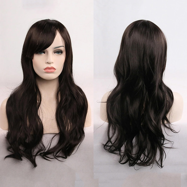 black wigs European and American animation cosplay hair set 70cm long curly hair a large number of inventory