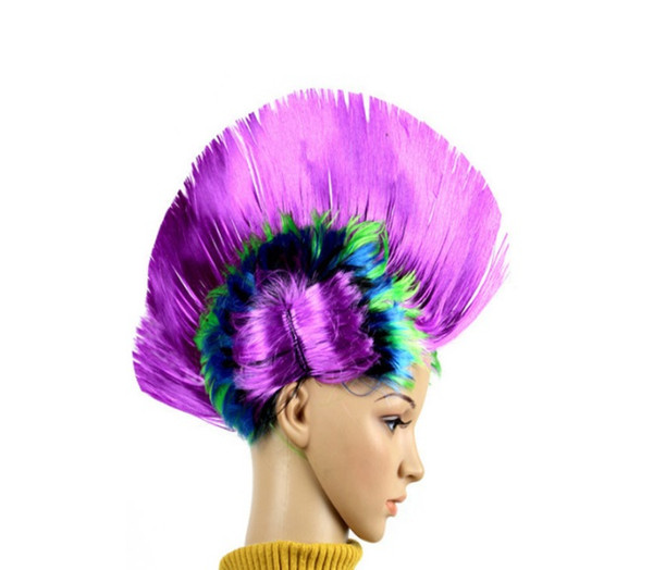 10pcs Festival Cockcrown Wig Cosplay Colorful Cockhead Wigs Party Colour Spoof Show Short Hair Wig Cosplay