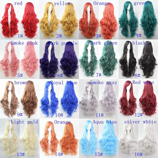 Full Lace Wigs 80cm Natural Wave Hair Wig Ms. Multicolor High Temperature Fiber Wigs Long Big Wave Curly Wig Rayon Wigs Cosplay