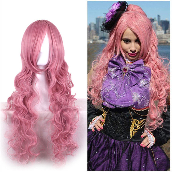 megurine luka wig 75cm lolita long curly pink wig cosplay anime wigs for womens heat resistant synthetic wigs cheap