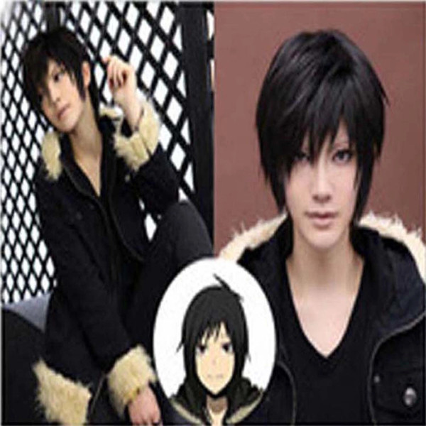 Anime universal cosplay wig cover, black boys short straight hair cover