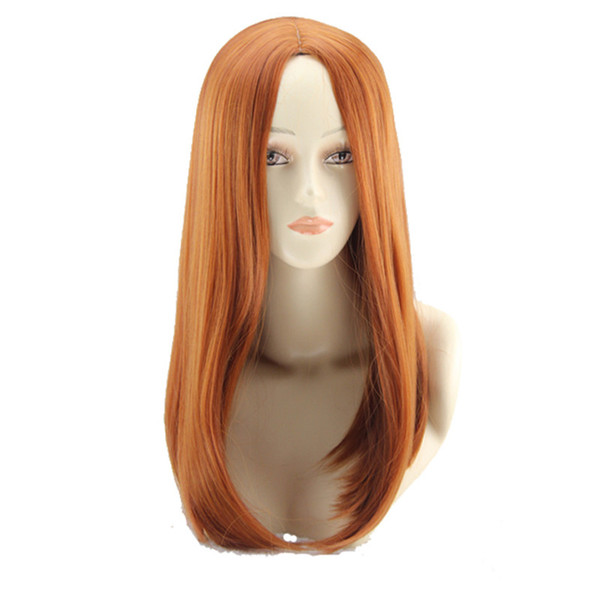 WoodFestival cosplay wig The Avengers Natasha Romanoff Black Widow costume straight medium length orange wig halloween