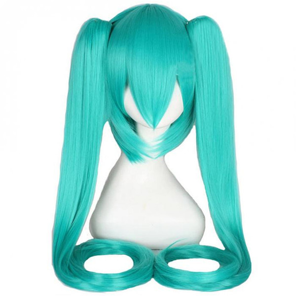 WoodFestival Clip On Ponytail wig green long straight heat resistant synthetic fiber wig cosplay hair wigs