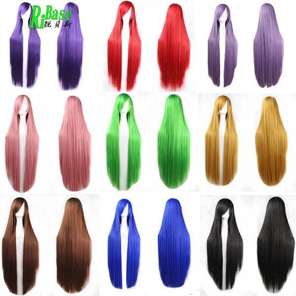 RiBase Hair 100Cm Sexy Long Hair Synthetic Wigs Heat Resistant Synthetic Female Hair Wig with Side Bangs Popular Style