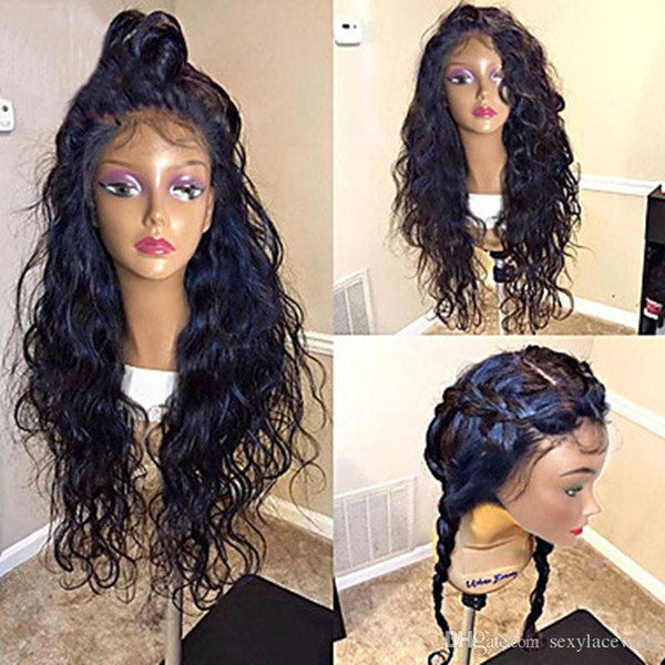 Hot Sexy 1b# 6# Black Water Wavy Long Fiber Wigs with Baby Hair Heat Resistant Glueless Synthetic Lace Front Wigs for Black Women