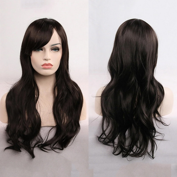 Long Curly Cosplay Wig With Front Bang Hair For Any Skin Color High Temperature Silk Wig Headgear