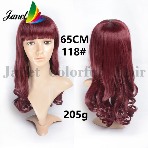 65cm=26inch Long wavy curly Synthetic wigs red burgundy Heat resistant fiber Free cap cosplay wig realistic Fashion 60149