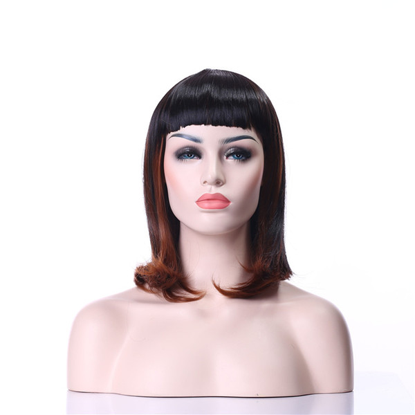 2016 New Arrrival Double Colors Middle Long Straight Synthetic Hair Wigs Full Daily wigs/Fashion Cosplay Wig Party Wig