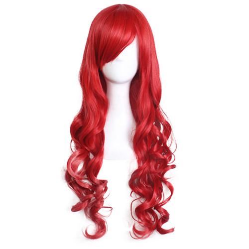 Long Cheap Cospaly Wig Harajuku Lolita Wig Red Body Wave Synthetic Hair Mix Color Wigs for Women Synthetic Wig