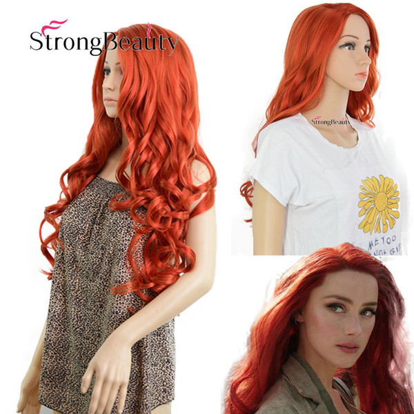 Aquaman Mera Amber Heard Cosplay Wig Prop Queen of Atlantis Long Orange Red Hair